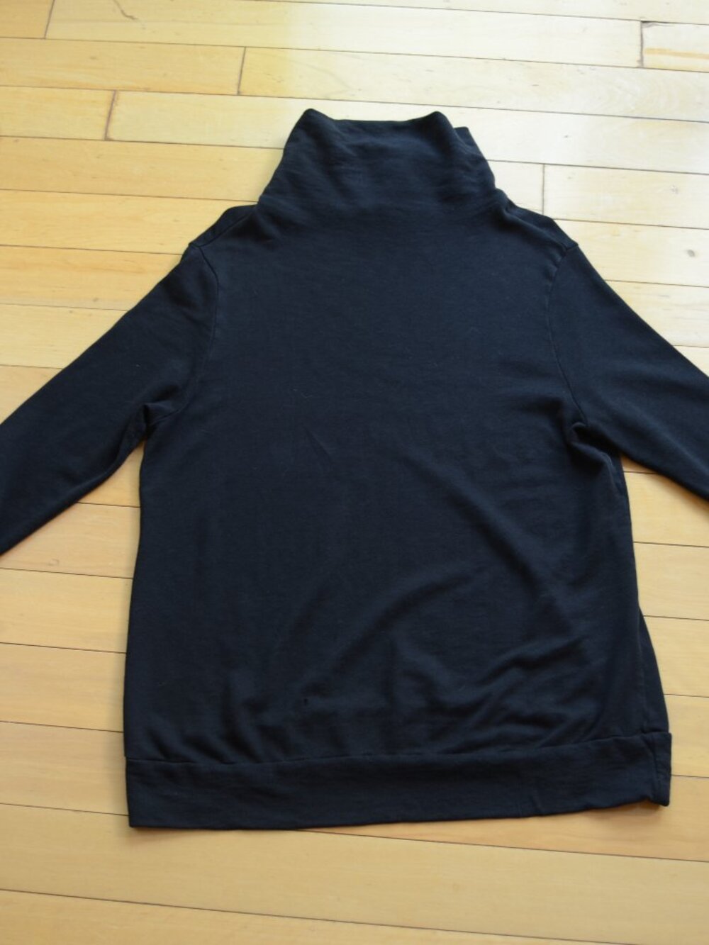 James Perse Cowl Neck Long Sleeve Cotton Sweater Black Size 3